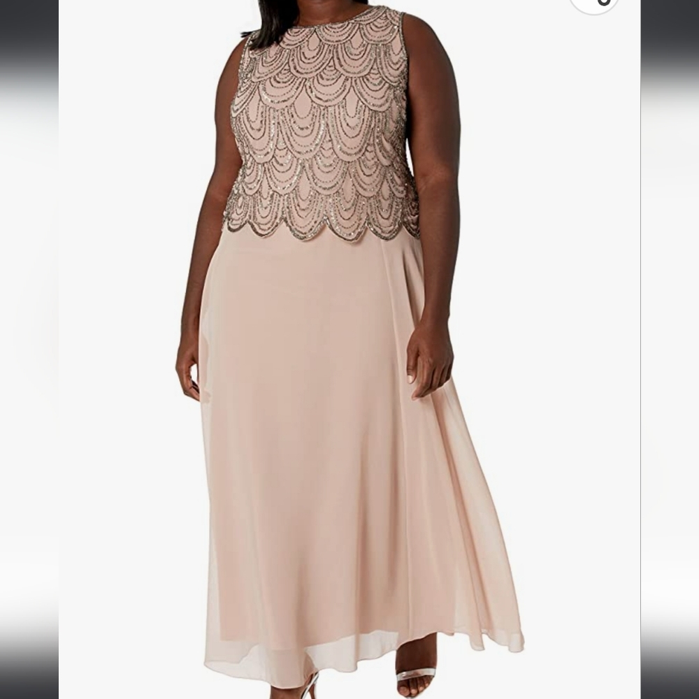 New JKara Women's Beaded Dress W/ Scarf SIZE 16 (darker than stock photos)